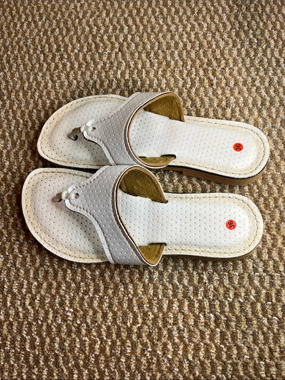 Women's White Perforated Toe-Post Sandals with Cushioned Insole